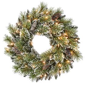 24" Premium Decorated Wreath - 50 Clear Lights