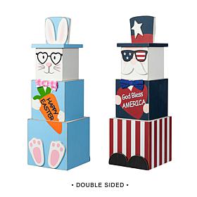 24"H Double Sided Easter/July 4 Wooden Porch Decor