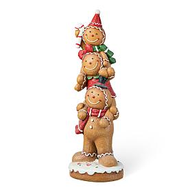 29.25" Christmas MGO Stacked Gingerbread Men Porch Decor