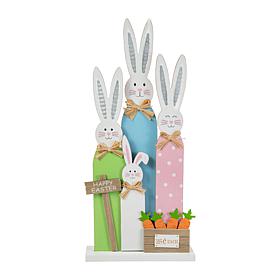 29.75"H Easter Wooden Bunny Family Porch Decor