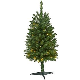 3 ft. Slim Green Mountain Pine Artificial Christmas Tree with 50 Cl...