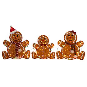 3-Piece Lighted Gingerbread Family Outdoor Decor