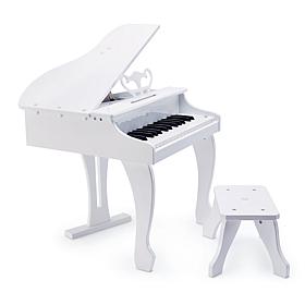 30 Key Toddler Wooden Grand Piano in White with Bench