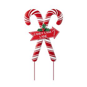 30"H Metal Candy Cane Lane Christmas Yard Stake