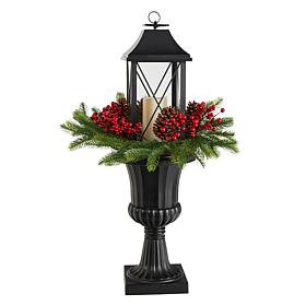 33” Holiday Greenery, Berries and Pinecones in Decorative Urn