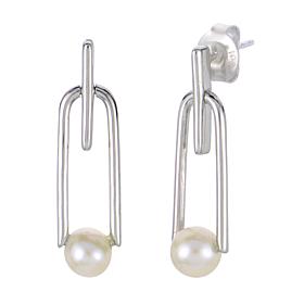 5-6mm Cultured Freshwater Pearl Abstract Open Drop Earrings
