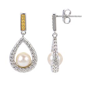 6-6.5mm Cultured Pearl Wheat-Textured Floating Drop Earrings