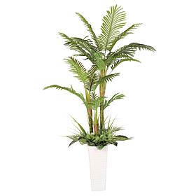 6 ft. Artificial Areca Palm Tree with White Decorative Pot