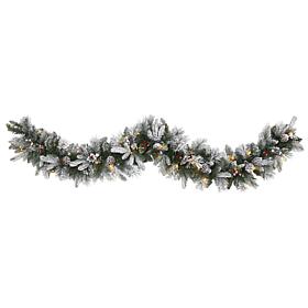 6 ft. Flocked Mixed Pine Artificial Christmas Garland with 50 LED L...
