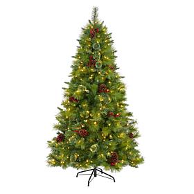 6 ft. Montana Mixed Pine Artificial Christmas Tree with Pine Cones,...