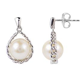 7-7.5mm Cultured Pearl Braid-Detailed Floating Drop Earrings