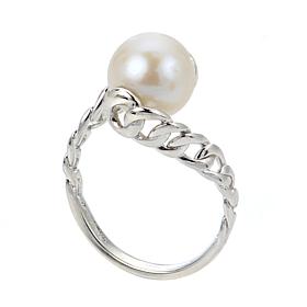 9-9.5mm Cultured Freshwater Pearl Curb-Link Solitaire Ring