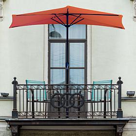 9' Half-Round Patio Umbrella with Easy Crank - Terracotta