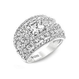 Absolute™ Cubic Zirconia Princess with Round Sides Multi-Row Ring