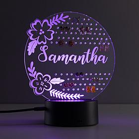 Acrylic Floral Personalized Name LED Nightlight and Earring Holder