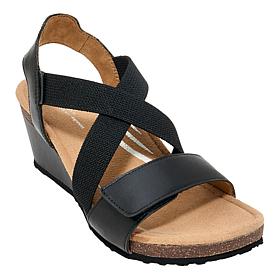 Aetrex® Kathy Leather and Woven Heeled Sandal
