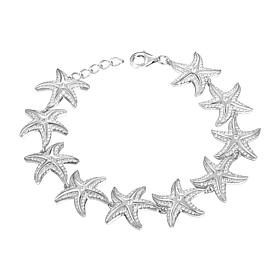 Alamea Sterling Silver Cubic Zirconia Starfish Link Bracelet