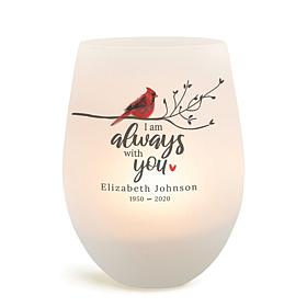 Always With You Memorial Frosted Wine Glass Votive Holder