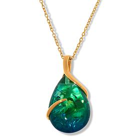 Amber Extraordinaire Gold-Plated Pear Ombré Stone Pendant