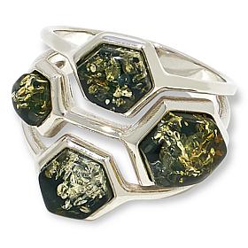 Amber Extraordinaire Sterling Silver Honeycomb Ring