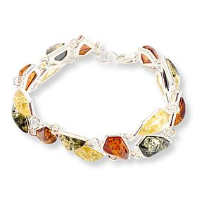 Amber Extraordinaire Sterling Silver Multi Geometric Station Bracelet