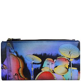 Anna by Anuschka Hand Painted Leather Bi Fold Clutch Wallet