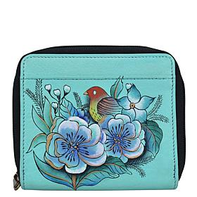 Anna by Anuschka Hand Painted Leather Zip Organizer Wallet