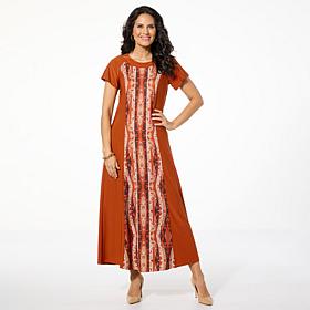 Antthony Print Front Short Sleeve Maxi Dress