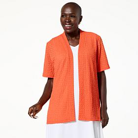 Antthony Short-Sleeve Textured Plissé Cardigan