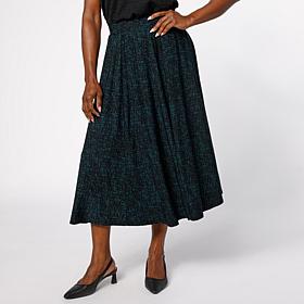 Antthony Tweed-Printed Knit 6-Gore Pull-On Midi Skirt