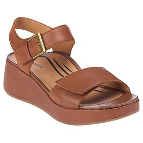 "As Is" Aetrex® Ariel Memory Foam Arch Support Leather Wedge Sandal
