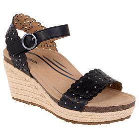 "As Is" Aetrex® Sydney Cut-Out Leather Espadrille Wedge Sandal