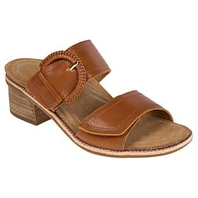 "As Is" Aetrex® Tatiana Adjustable Leather Block Heel Sandal