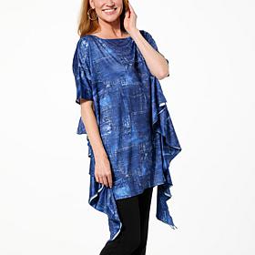"As Is" Allison Brown NY Side Ruffle Printed Top 
