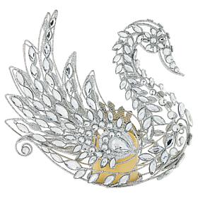 "As Is" august & leo 9" Jeweled Glitter Swan Décor with Flameless C...