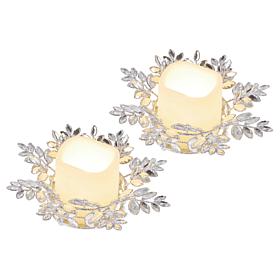 "As Is" august & leo Jeweled Leaf Candle Holder - Set of 2 