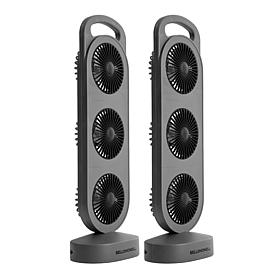 "As Is" Bell + Howell 2-Pack Rechargeable 3 Tier Tower Fan with 3 S...
