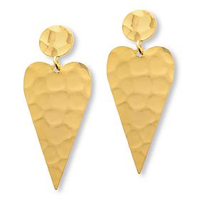 "As Is" Bellezza Bronze Hammered Elongated Heart Drop Earrings