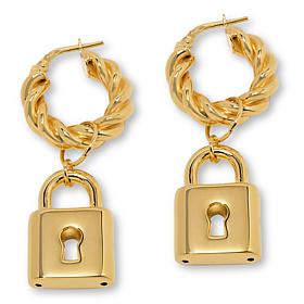 "As Is" Bellezza Bronze Twisted Hoop Charm Earrings