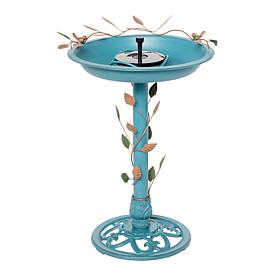 "As Is" Belmont Gardens Spetta Solar Metal Bird Bath Fountain