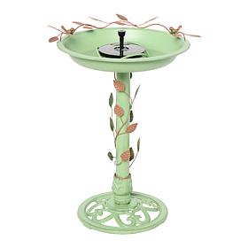 "As Is" Belmont Gardens Spetta Solar Metal Bird Bath Fountain