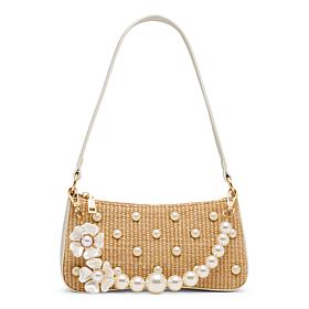 "As Is" Betsey Johnson Raffia Faux Pearl Shoulder Bag