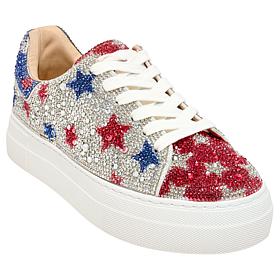 "As Is" Betsey Johnson Sidny Americana Stars Rhinestone Sneaker