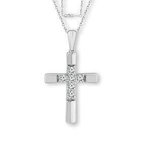 "As Is" Bright Halo Lab Grown Diamonds 0.26ctw Cross Pendant with 1...