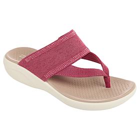 "As Is" BZees Canvas Bright Thong Wedge Sandal