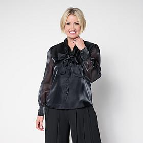 "As Is" C Wonder by Christian Button-Down Necktie Blouse