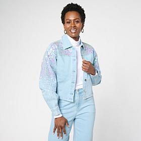 "As Is" C Wonder Denim Sequin Jacket