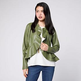 "As Is" C. Wonder Faux Leather Ruffle Jacket