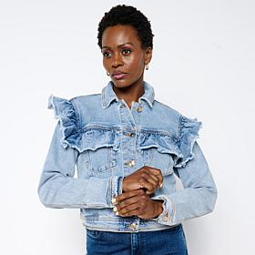 "As Is" C Wonder Ruffle Denim Jacket