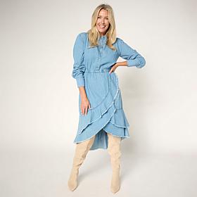 "As Is" C Wonder Ruffled Denim Dress